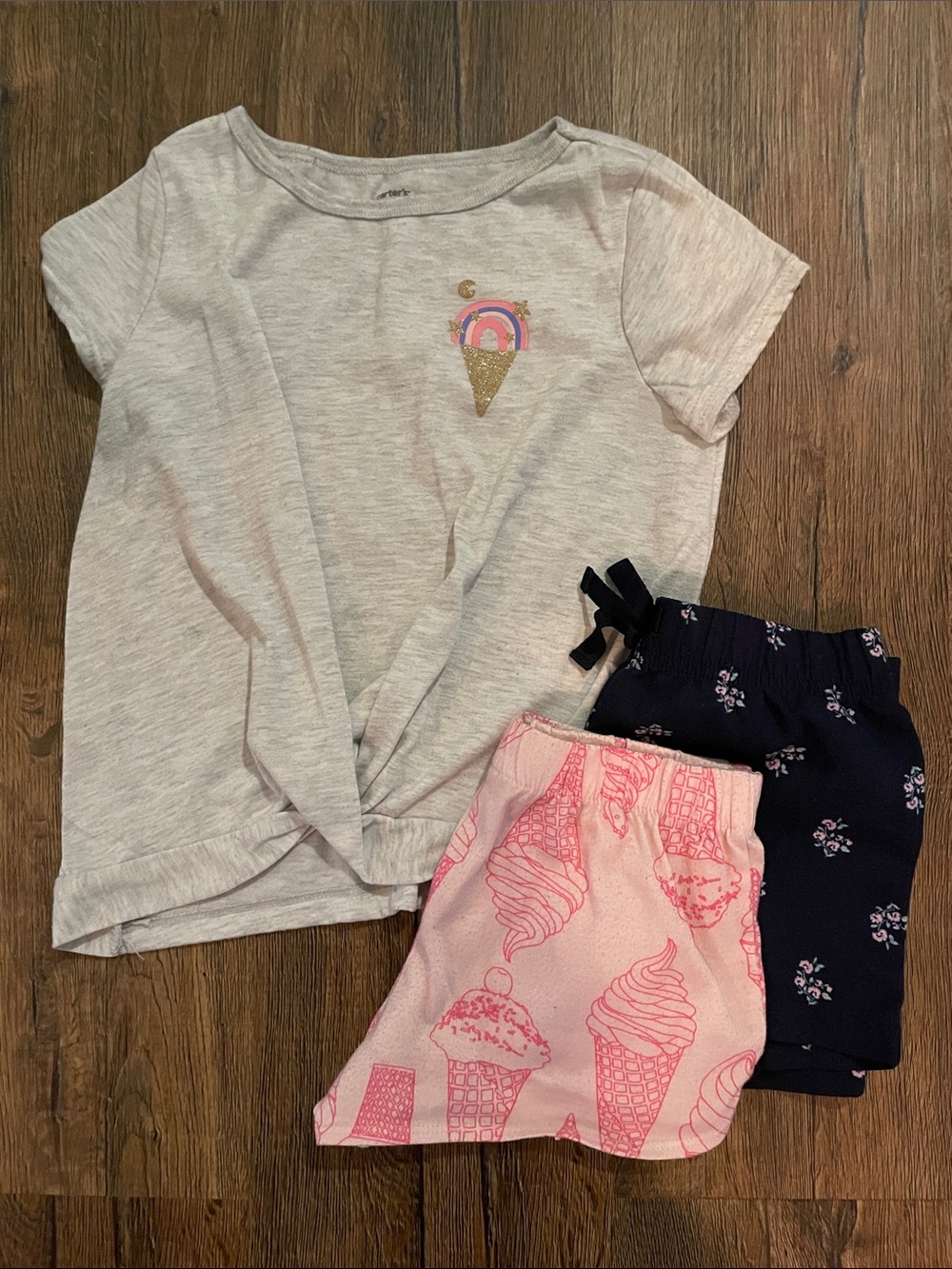 Kids Ice Cream Pajama Set + Navy sleep shorts